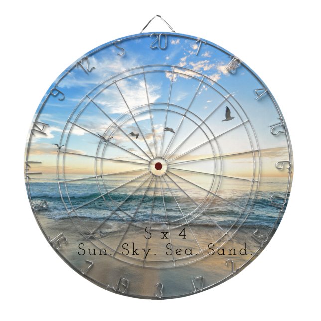 Sun. Sky. Sea. Sand. Beach Scene  Dartboard (Front)