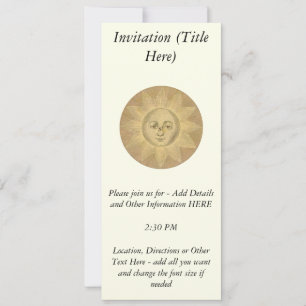 Sun - Solar Detail from Antique Map circa 1780 Invitation