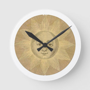 Sun - Solar Detail from Antique Map circa 1780 Round Clock