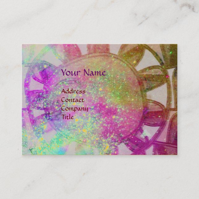 SUN SOLAR ENERGY MONOGRAM pink fuchsia black Business Card (Front)