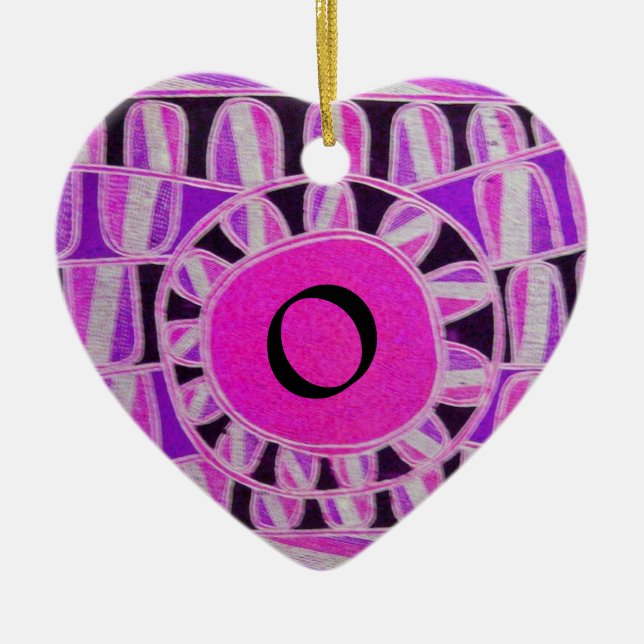 SUN SOLAR ENERGY VALENTINE'S DAY HEART MONOGRAM CERAMIC ORNAMENT (Front)