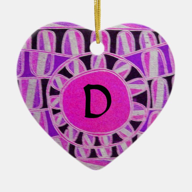 SUN SOLAR ENERGY VALENTINE'S DAY HEART MONOGRAM CERAMIC ORNAMENT (Front)
