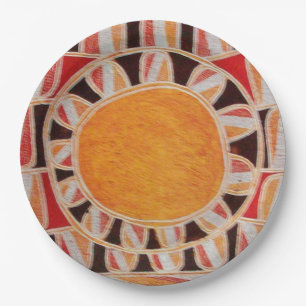 SUN SOLAR ENERGY Yellow Orange Red Black Paper Plate