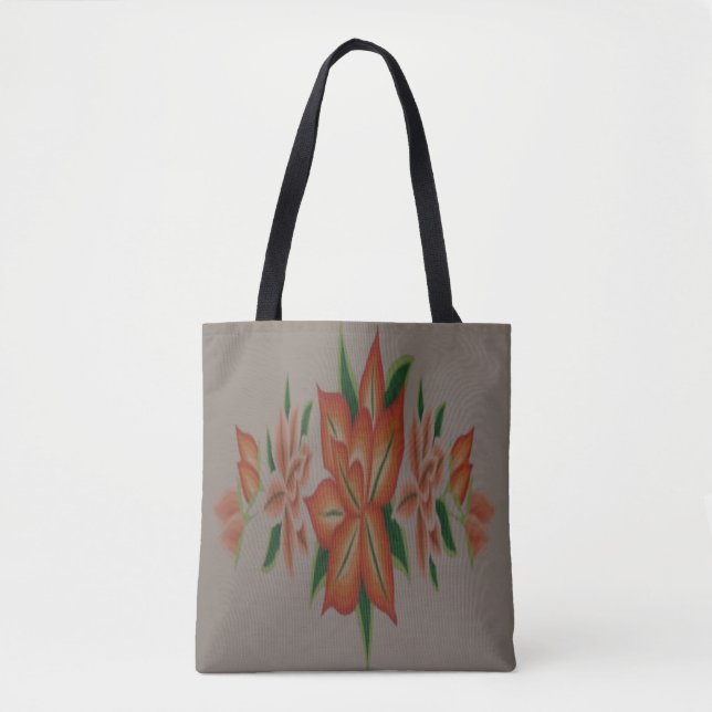 Sun splash orange floral design tote bag (Front)