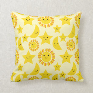 Sun star moon throw pillow