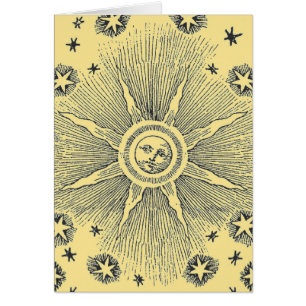 Sun Stars Antique Night Sky Medieval Zodiac