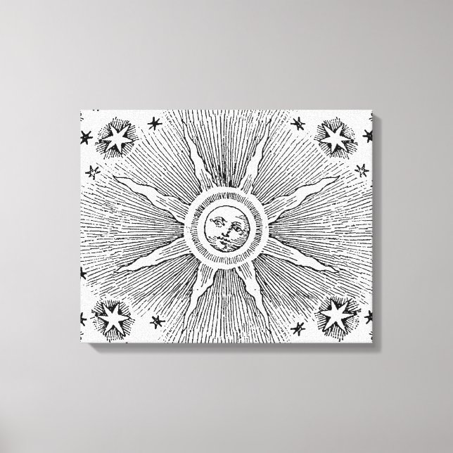 Sun Stars Antique Night Sky Medieval Zodiac Canvas Print (Front)
