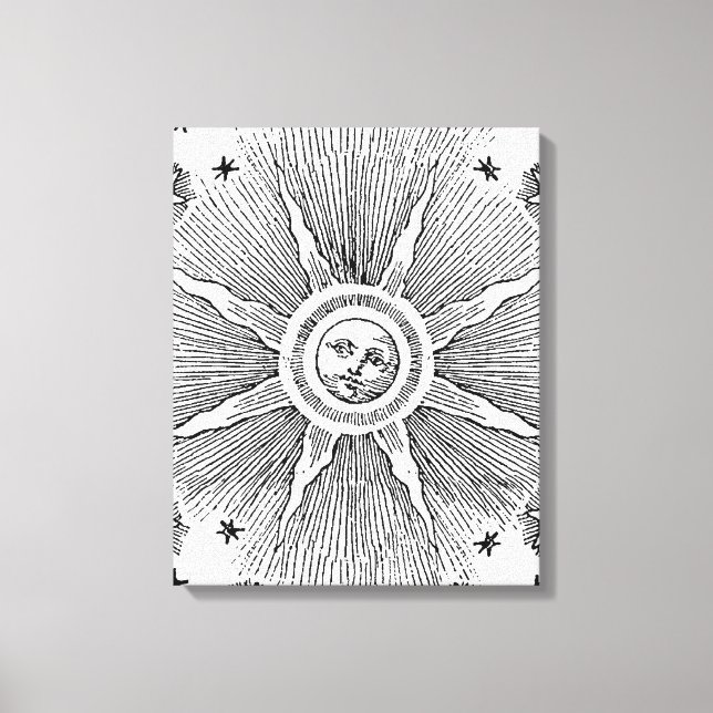 Sun Stars Antique Night Sky Medieval Zodiac Canvas Print (Front)