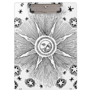 Sun Stars Antique Night Sky Medieval Zodiac Clipboard