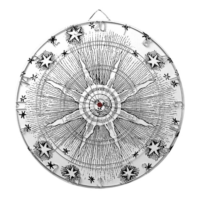 Sun Stars Antique Night Sky Medieval Zodiac Dartboard (Front)
