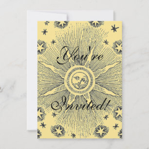 Sun Stars Antique Night Sky Medieval Zodiac Invitation