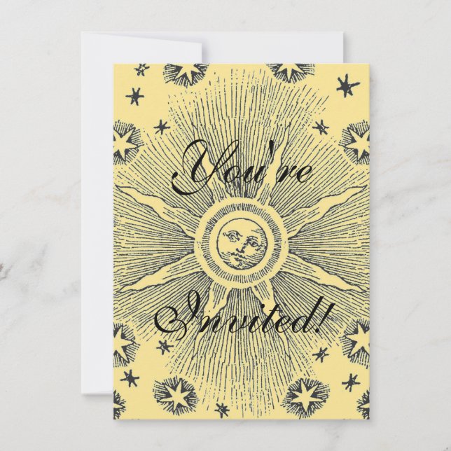 Sun Stars Antique Night Sky Medieval Zodiac Invitation (Front)