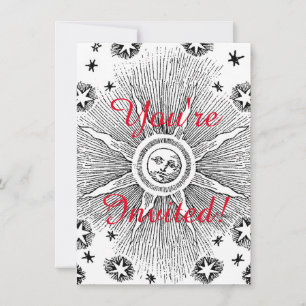 Sun Stars Antique Night Sky Medieval Zodiac Invitation