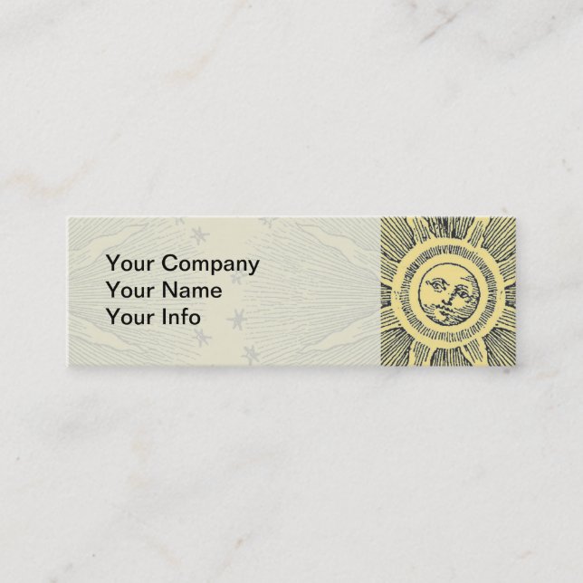 Sun Stars Antique Night Sky Medieval Zodiac Mini Business Card (Front)