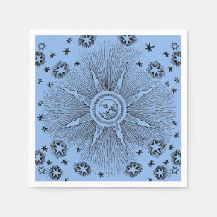 Sun Stars Antique Night Sky Medieval Zodiac Napkin