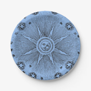 Sun Stars Antique Night Sky Medieval Zodiac Paper Plate