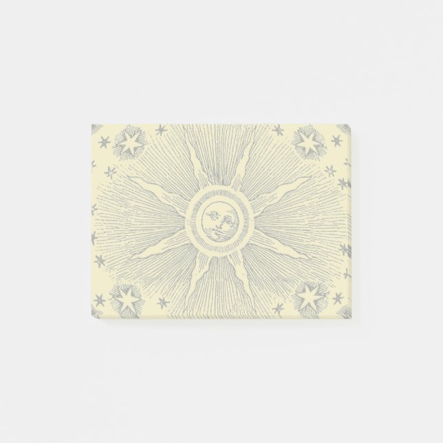 Sun Stars Antique Night Sky Medieval Zodiac Post-it Notes (Front)