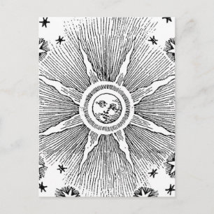Sun Stars Antique Night Sky Medieval Zodiac Postcard