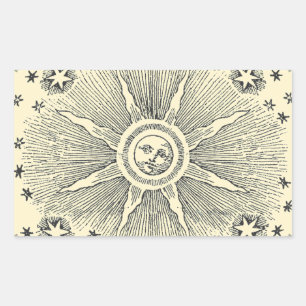 Sun Stars Antique Night Sky Medieval Zodiac Sticker