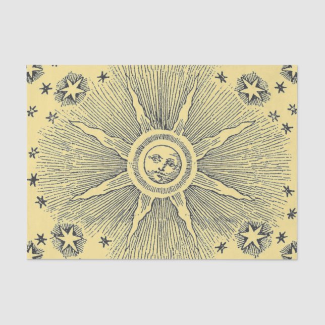 Sun Stars Antique Night Sky Medieval Zodiac Tissue Paper (Front)