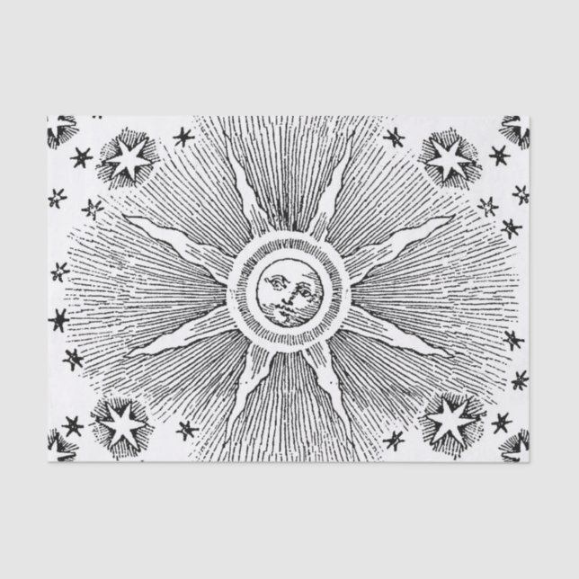 Sun Stars Antique Night Sky Medieval Zodiac Tissue Paper (Front)