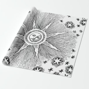Sun Stars Antique Night Sky Medieval Zodiac Wrapping Paper