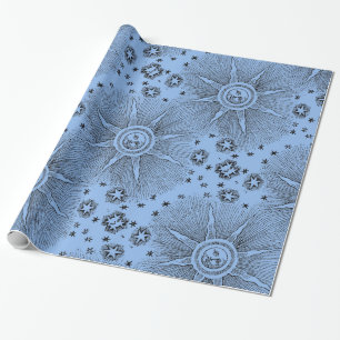 Sun Stars Antique Night Sky Medieval Zodiac Wrapping Paper