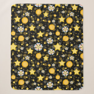 Sun Stars Flowers Glitters Pattern Design  Sherpa Blanket