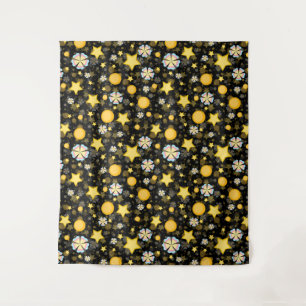 Sun Stars Flowers Glitters Pattern Design Tapestry