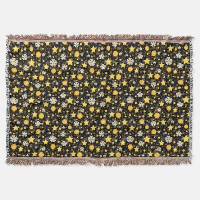 Sun Stars Flowers Glitters Pattern Design  Throw Blanket (Front)