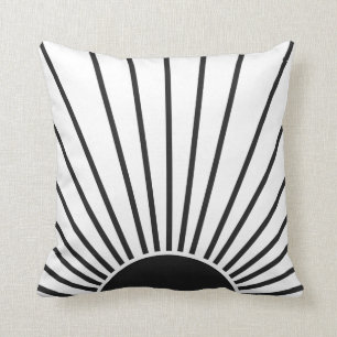 Sun Sunrise Black And White Abstract Sunshine Throw Pillow