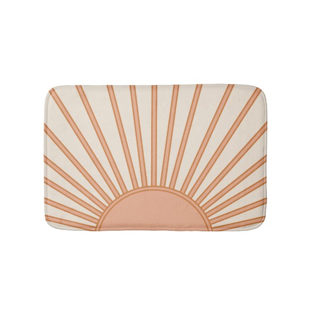 Sun Sunrise Earth Tones Terracotta Retro Sunshine Bath Mat (Front)