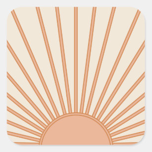 Sun Sunrise Earth Tones Terracotta Retro Sunshine Square Sticker