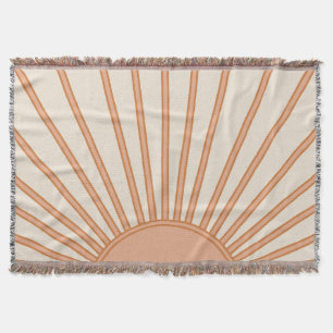 Sun Sunrise Earth Tones Terracotta Retro Sunshine Throw Blanket