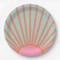 Sun Sunrise Green And Pink Abstract Retro Sunshine