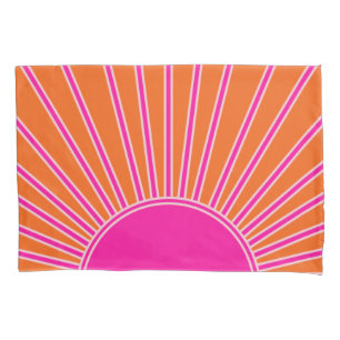 Sun Sunrise Orange And Hot Pink Preppy Sunshine Pillowcase