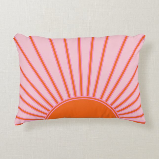 Sun Sunrise Pastel Pink And Orange Sunshine Accent Pillow (Front)