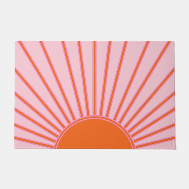 Sun Sunrise Pastel Pink And Orange Sunshine Doormat (Front)