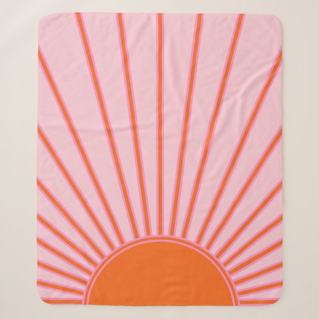Sun Sunrise Pastel Pink And Orange Sunshine Sherpa Blanket (Front)