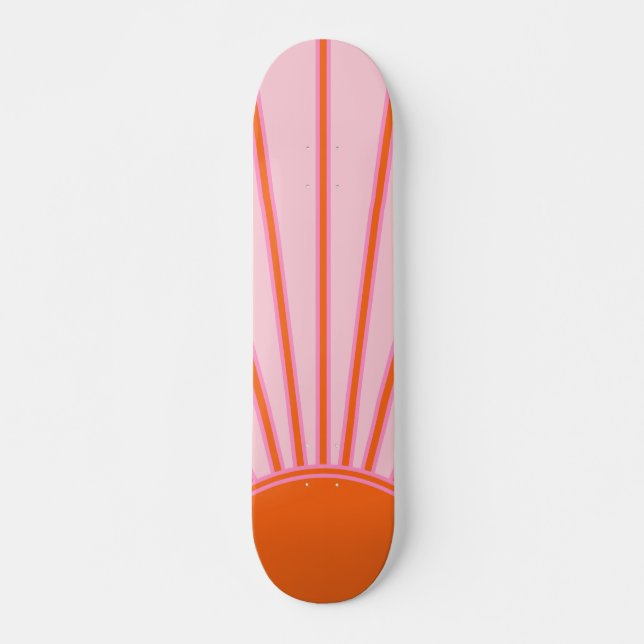 Sun Sunrise Pastel Pink And Orange Sunshine Skateboard (Front)