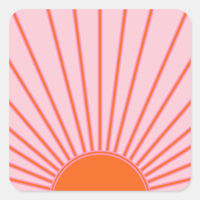 Sun Sunrise Pastel Pink And Orange Sunshine Square Sticker (Front)