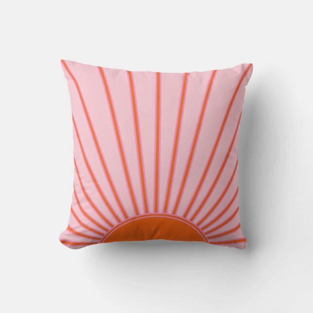 Sun Sunrise Pastel Pink And Orange Sunshine Throw Pillow (Front)
