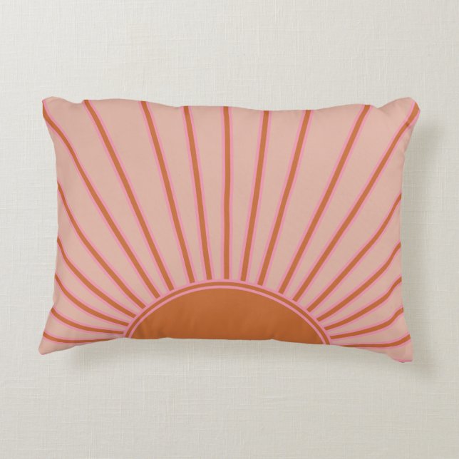 Sun Sunrise Terracotta Earth Tones Sunshine Accent Pillow (Back)