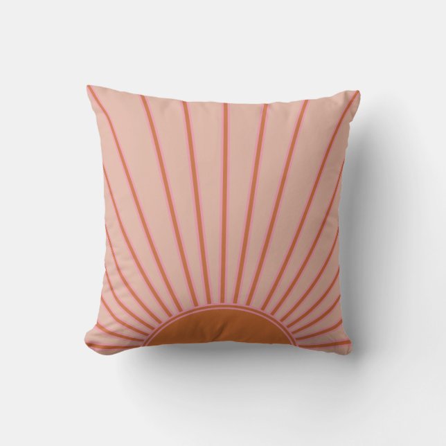 Sun Sunrise Terracotta Earth Tones Sunshine Throw Pillow (Front)