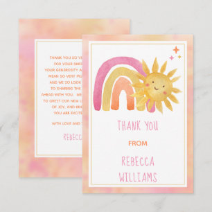 Sun   Sunshine and Rainbow Baby Shower Thank You Card