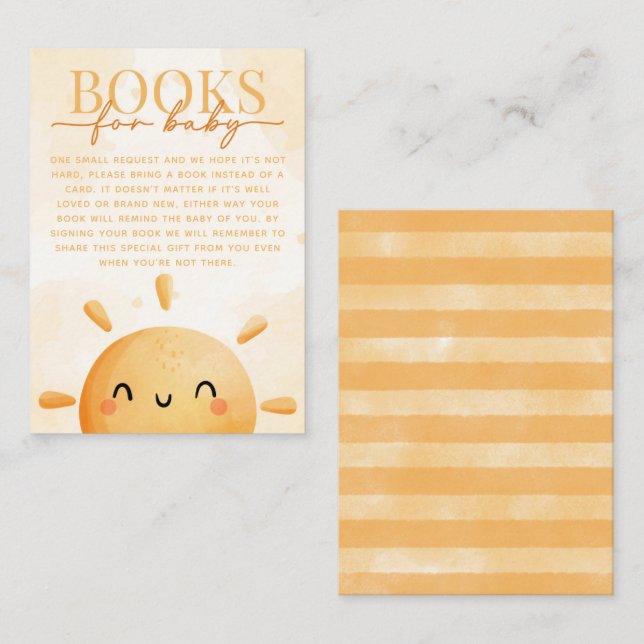 Sun Sunshine Book Demande de carte bébé Insertion (Devant / Derrière)