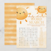 Sun Sunshine Word Search Baby Shower Game