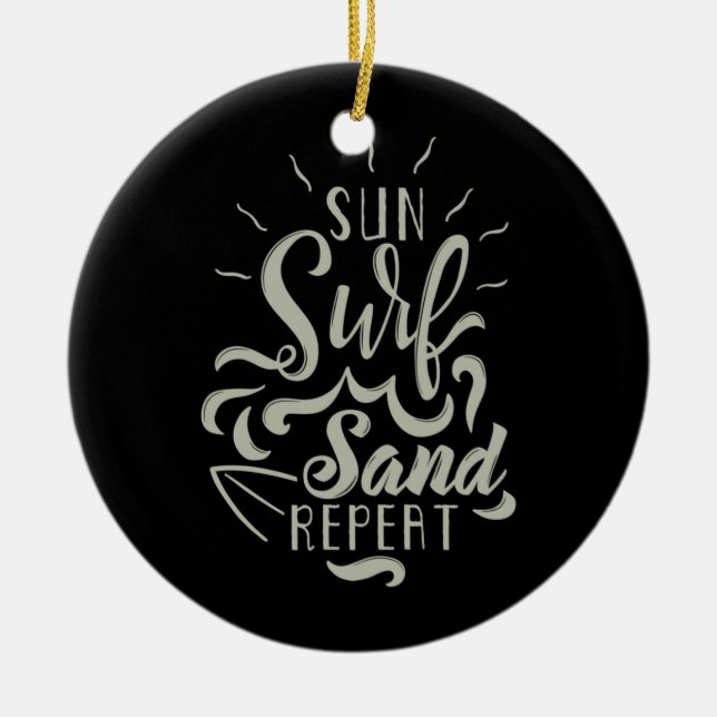Sun Surf Sand Repeat Ceramic Ornament (Front)