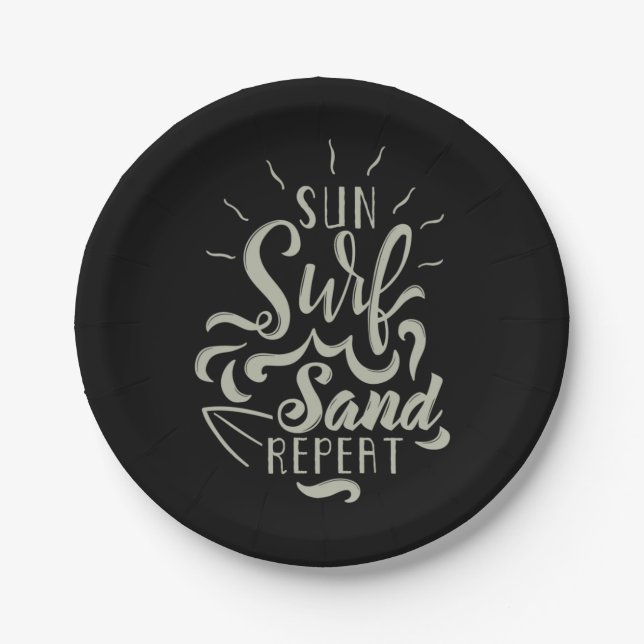 Sun Surf Sand Repeat Paper Plate (Front)