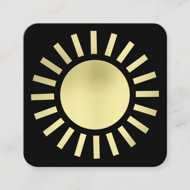 Sun Symbol 02 - Gold on Black Square Business Card (Front)